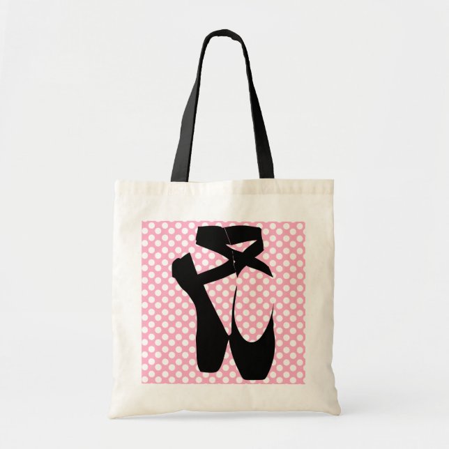 Bolso De Tela Tote negro de los deslizadores del ballet del (Frente)