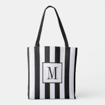 Tote negro y blanco trenzado monogramado