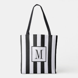 Bolso De Tela Tote negro y blanco trenzado monogramado