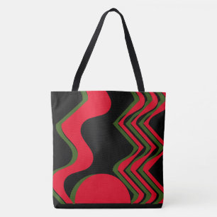 Bolso De Tela tote NEGRO Y VERDE ROJO