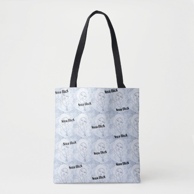 Bolso De Tela Tote Neon Negro (Anverso)