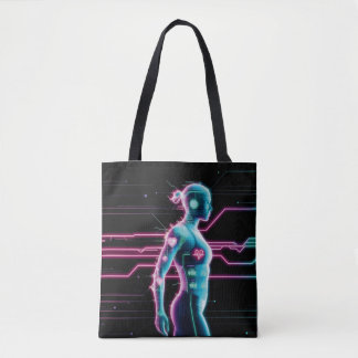Bolso De Tela Tote NeonPulse Cyborg Run