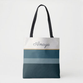 Bolso De Tela Tote Nombre de Firma – Estilo Elegante a Rayas