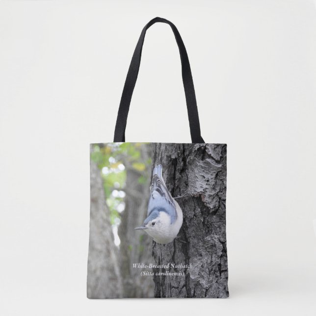 Bolso De Tela Tote nuthatch blanco  (Anverso)