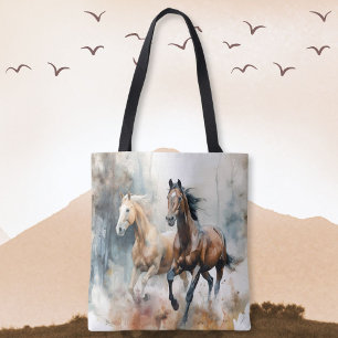 Bolso De Tela Tote Occidental de Caballos Salvajes