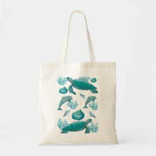 Bolso De Tela Tote Ocean Breeze   Vibraciones de Playa y Delfine