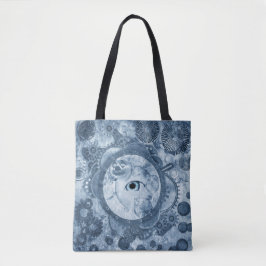 Bolso De Tela Tote "Ojeada-uno-Azul"
