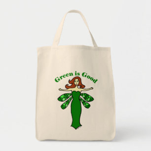 Bolso De Tela Tote orgánico de hadas verde del ultramarinos