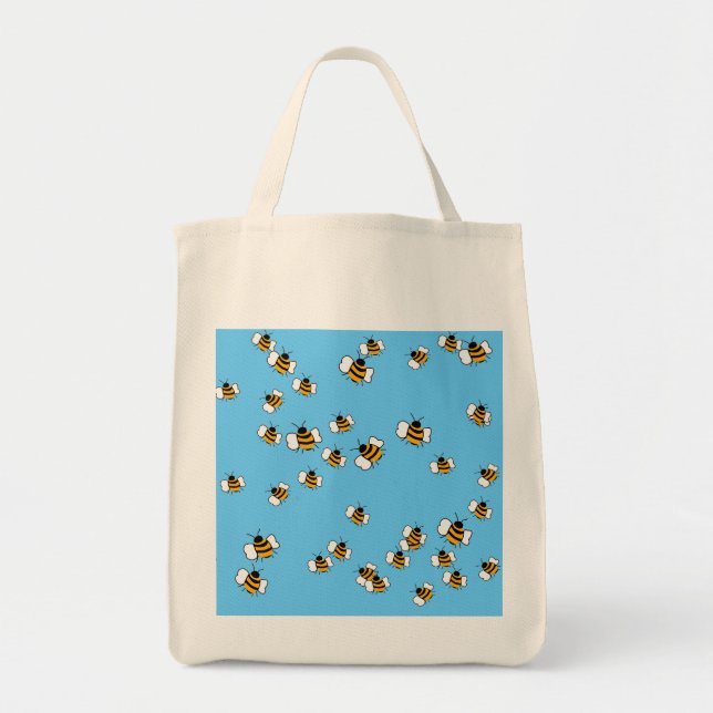 Bolso De Tela Tote orgánico del ultramarinos de la abeja ocupada (Frente)