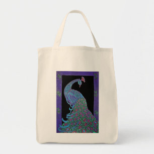 Bolso De Tela Tote orgánico del ultramarinos - pavo real