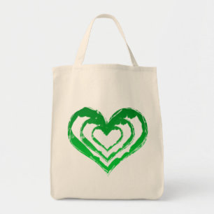 Bolso De Tela Tote orgánico del ultramarinos verde del corazón