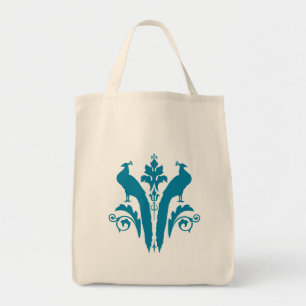 Bolso De Tela Tote orgánico verde azulado de los PÁJAROS REALE