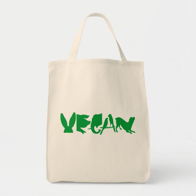 BOLSO DE TELA TOTE ORGÁNICO VERDE DEL ULTRAMARINOS DEL VEGANO (Frente)
