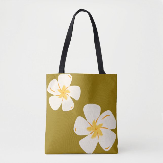 Bolso De Tela Tote Orquídea Blanca Marrón (Anverso)