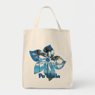 Bolso De Tela tote "Palm Tree Hibiscus"
