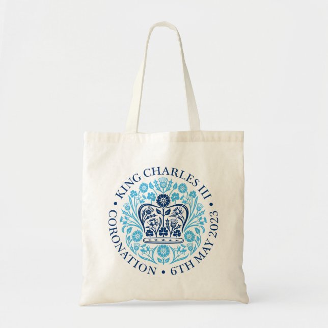 Bolso De Tela Tote para Coronación 2023 - Azul (Frente)