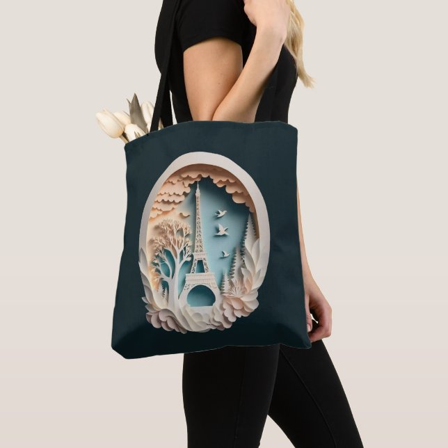 Bolso De Tela Tote Paris Faux Papercut Style Shoulder (Detalle)
