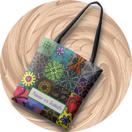 Bolso De Tela TOTE - Patrón de trabajo en mosaico 1 - Mongrama d