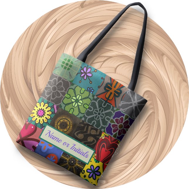 Bolso De Tela TOTE - Patrón de trabajo en mosaico 1 - Mongrama d (Subido por el creador)