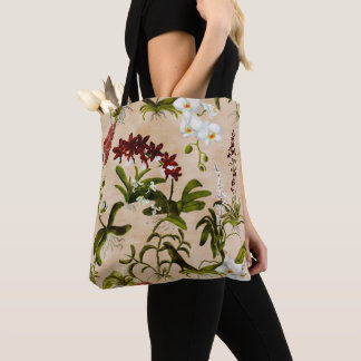 Bolso De Tela Tote - Patrón orquídeo en Beige