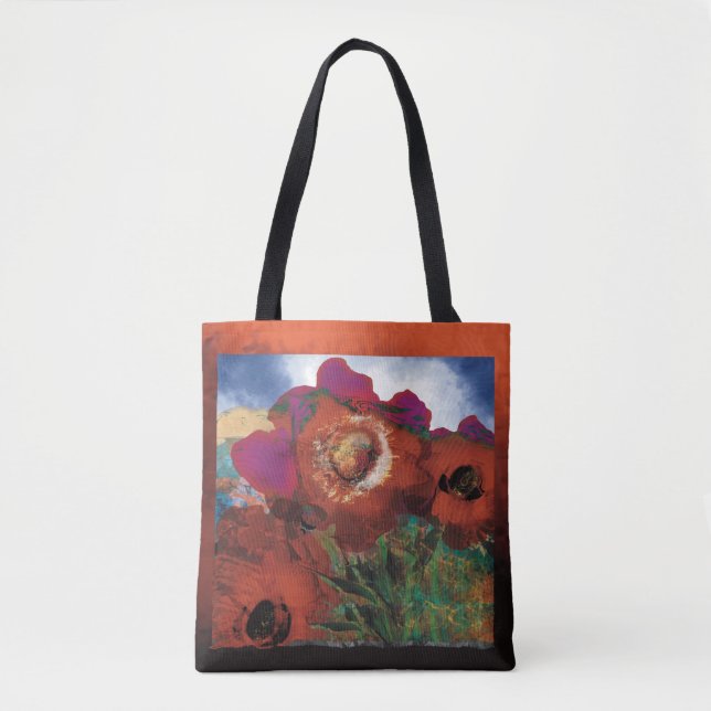 Bolso De Tela Tote Peacin’ Poppies (Anverso)