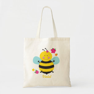 Bolso De Tela Tote personalizado abeja linda del presupuesto