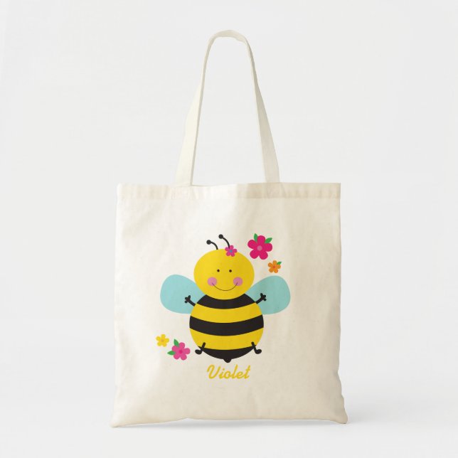 Bolso De Tela Tote personalizado abeja linda del presupuesto (Frente)