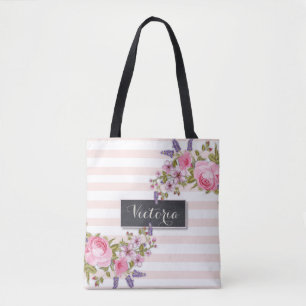 Bolso De Tela Tote personalizado con color de agua peony (rosa)