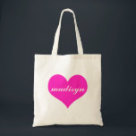 Bolso De Tela Tote personalizado corazón rosado del presupuesto<br><div class="desc">Totes dulces y personalizados.</div>