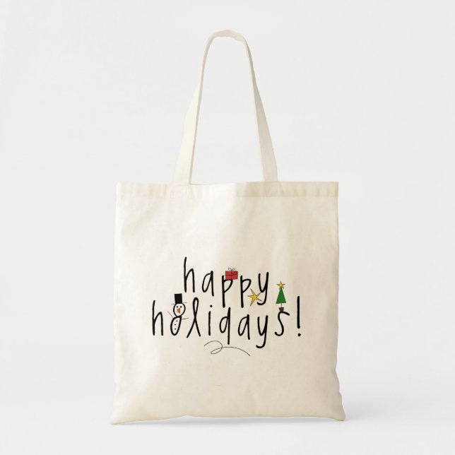 Bolso De Tela Tote personalizado Cute Happy Holidays (Frente)
