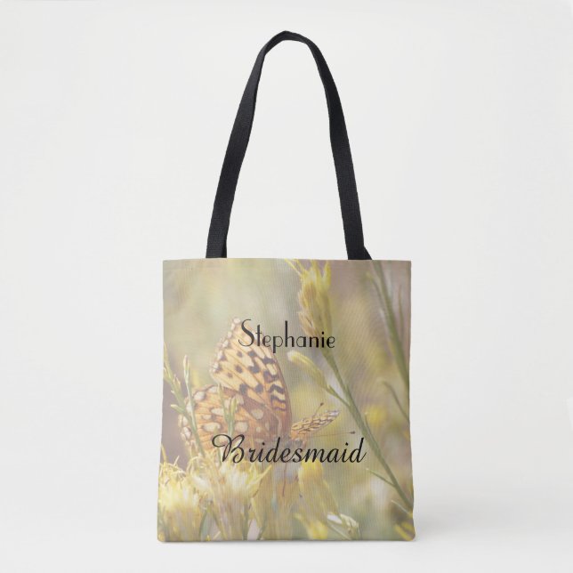 Bolso De Tela Tote personalizado dama de honor, mariposa (Anverso)