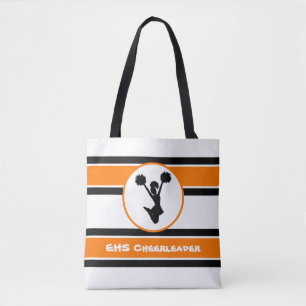 Bolso De Tela Tote Personalizado De Animadores Negros Y Naranjas