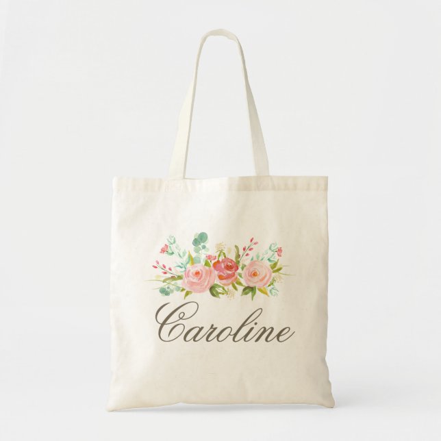 Bolso De Tela Tote personalizado de jardín de Rosa (Frente)