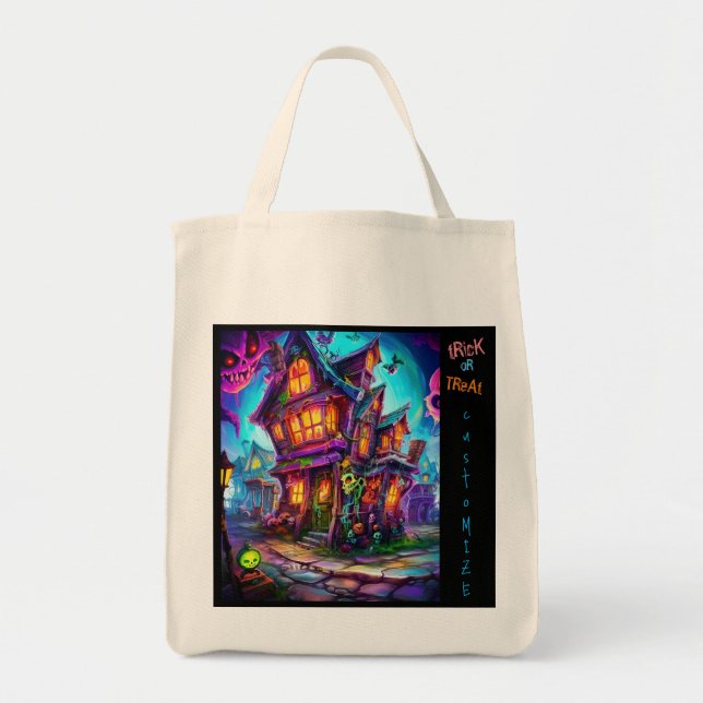 Bolso De Tela Tote personalizado de la ciudad de Halloween con t (Frente)