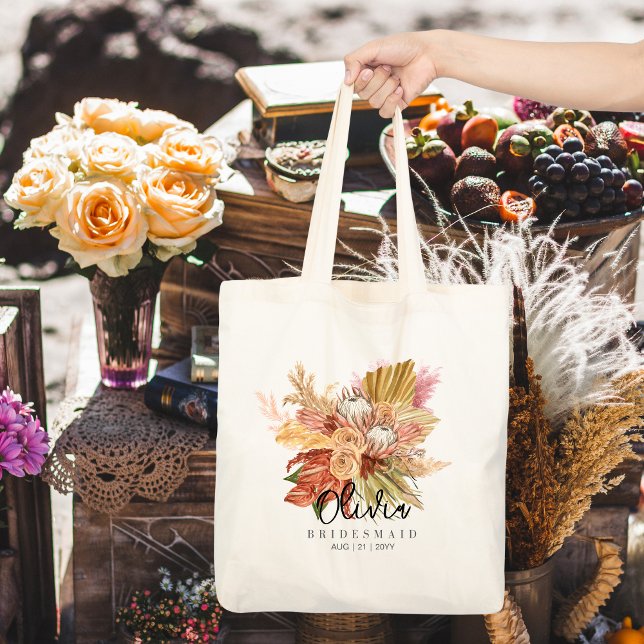 Bolso De Tela Tote personalizado de la dama de honor | Boho Pamp (Subido por el creador)