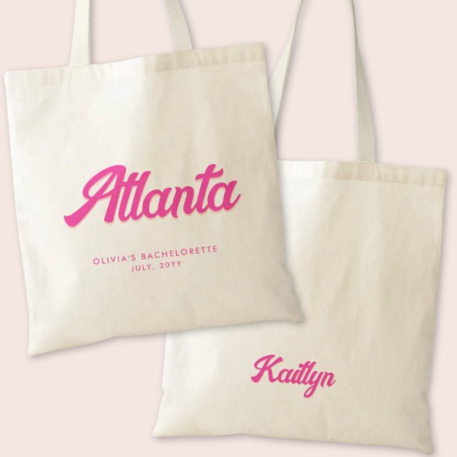 Bolso De Tela Tote personalizado de la Fiesta de la Bachelorette (Atlanta Bachelorette Party Tote Bag)