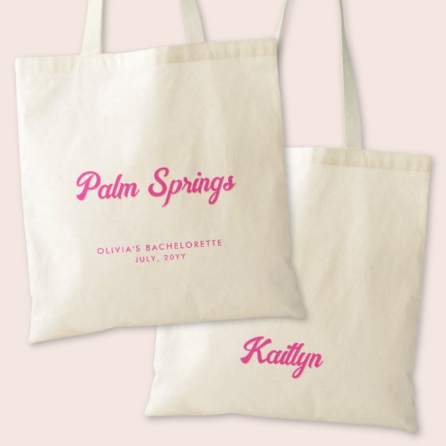 Bolso De Tela Tote personalizado de la fiesta de la bachillerato (Palm Springs Bachelorette Party Personalized Tote Bag)