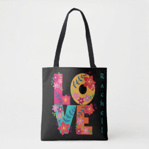 Bolso De Tela Tote personalizado de la floración del amor