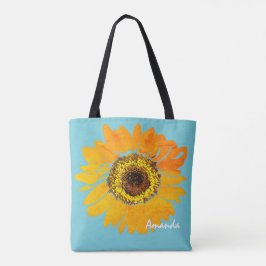 Bolso De Tela Tote personalizado de la impresión del girasol