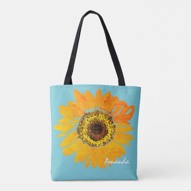 Bolso De Tela Tote personalizado de la impresión del girasol (Reverso)