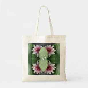 Bolso De Tela Tote personalizado de las flores de monograma Lotu