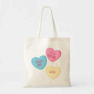 Bolso De Tela Tote personalizado de los corazones del caramelo