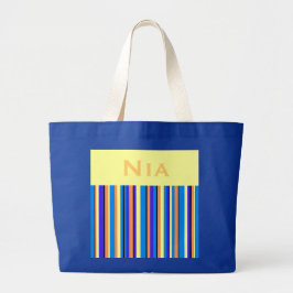 Bolso De Tela Tote personalizado de Nia Stripes Blue