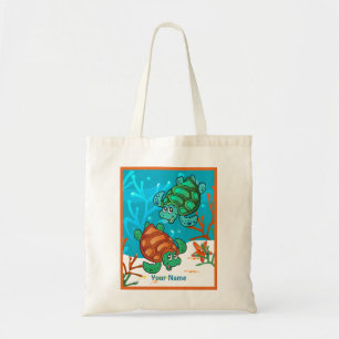 Bolso De Tela Tote Personalizado de tortuga dulce oceánica acuát