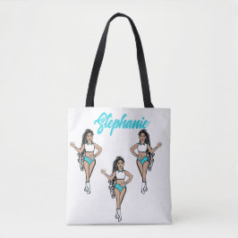 Bolso De Tela Tote personalizado del bailarín trenzado (Aqua)
