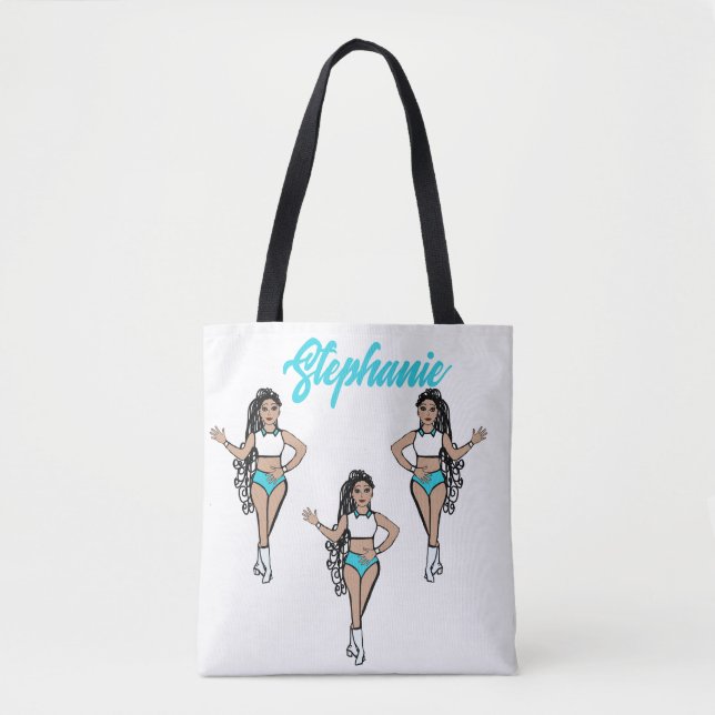 Bolso De Tela Tote personalizado del bailarín trenzado (Aqua) (Anverso)