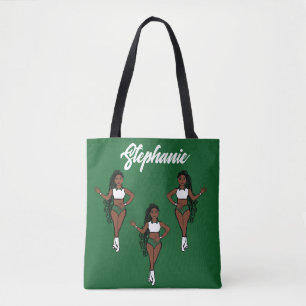 Bolso De Tela Tote personalizado del bailarín trenzado (verde)