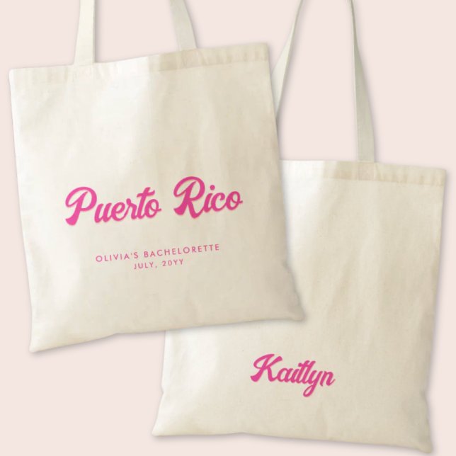 Bolso De Tela Tote personalizado del partido de la soltera de Pu (Puerto Rica Bachelorette Party Tote Bag)