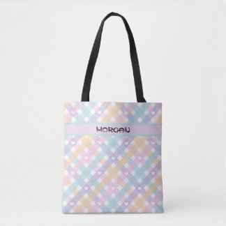 Bolso De Tela Tote personalizado del patrón de Gingham del arcoi
