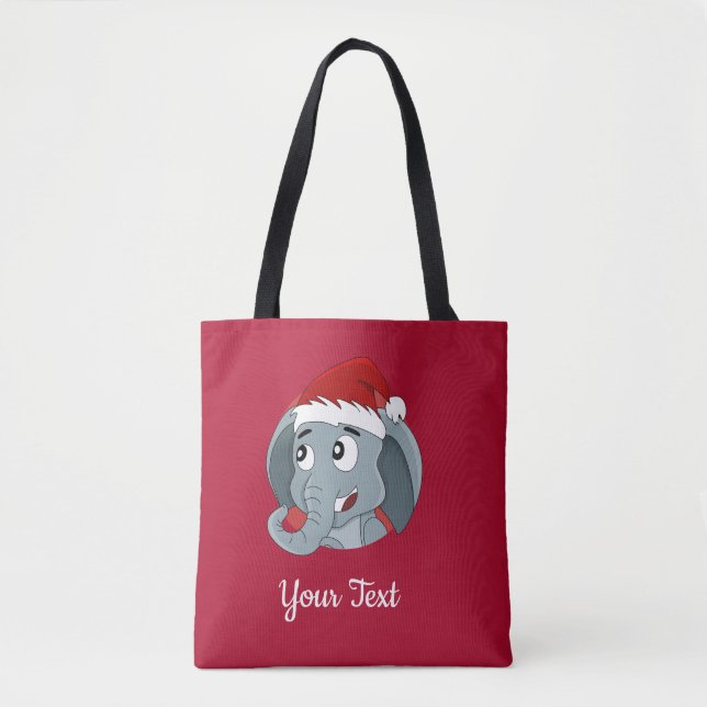Bolso De Tela Tote personalizado elefante navidad (Anverso)